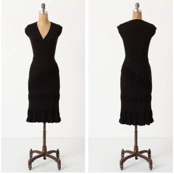 Anthropologie Dresses & Skirts - Anthropologie Sparrow Marilyn Black Knit Pullover Textured Midi Dress Xsmall